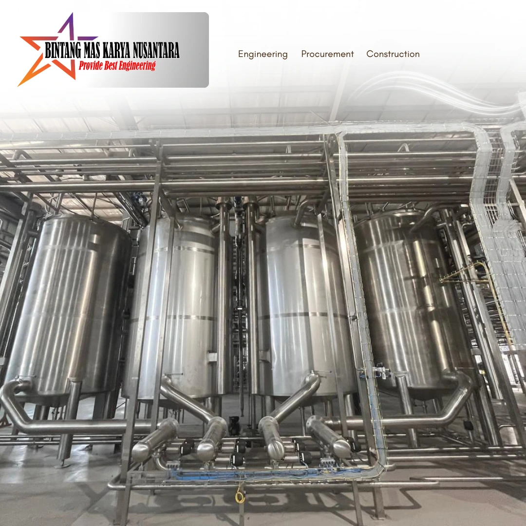 Mesin produksi kosmetik kapasitas 1200 liter dengan inbatch homogenizer untuk proses mixing skala industri.