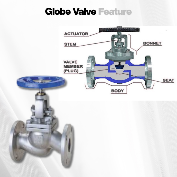 Globe valve pada mixing tank untuk mengatur laju aliran cairan dengan presisi.
