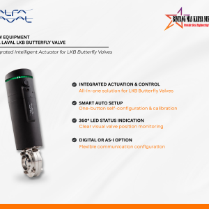 Alfa Laval Unique Control actuator integrated with LKB butterfly valve for automated hygienic flow control