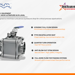 UltraPure Ball Valve stainless steel 316L with full flow body design for hygienic piping systems in food, beverage, pharmaceutical, and chemical industries