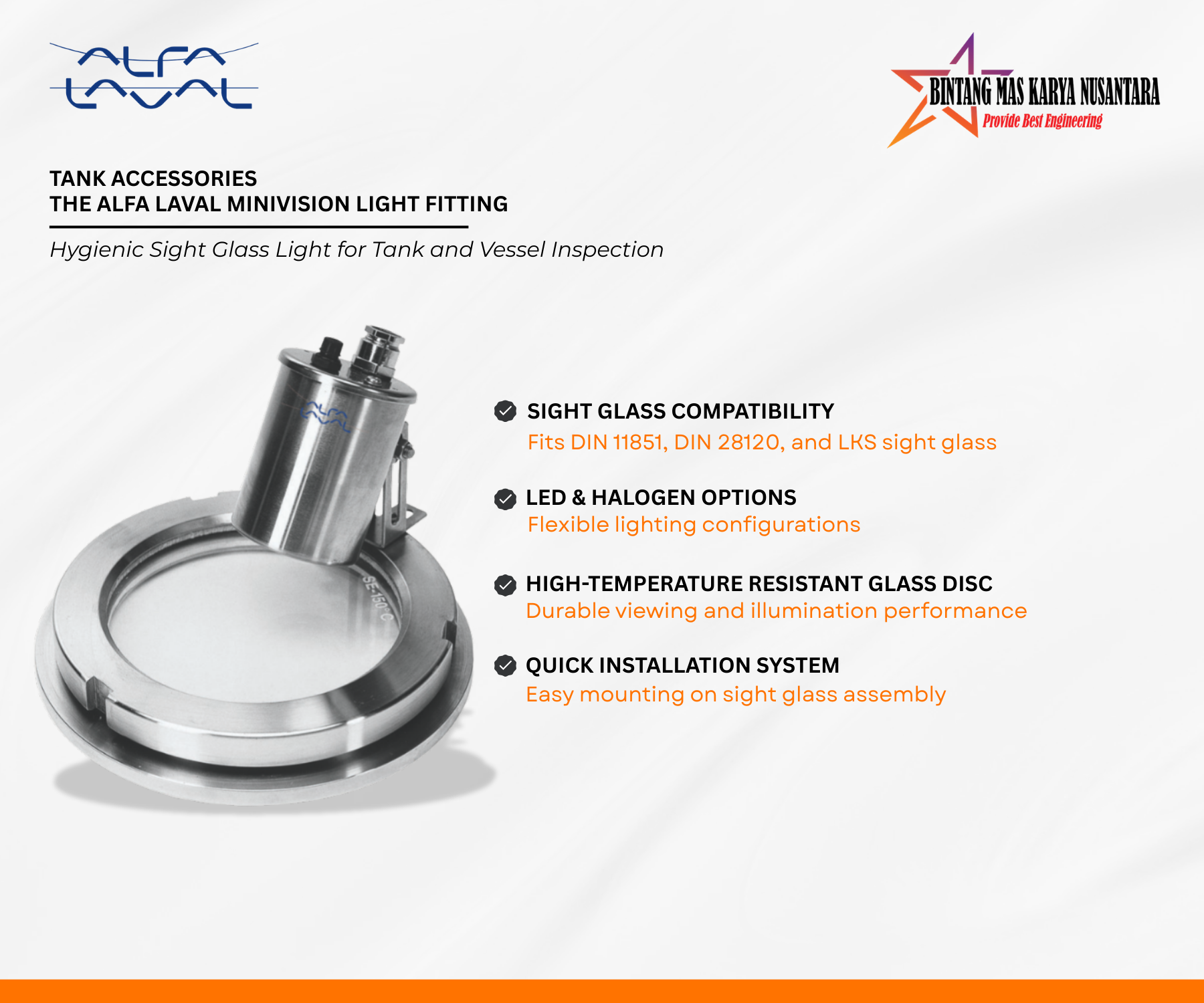 The Alfa Laval miniVISION Light Fitting