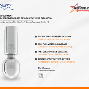 Alfa Laval MultiMidget rotary spray head for hygienic tank cleaning with 360 degree full wetting coverage