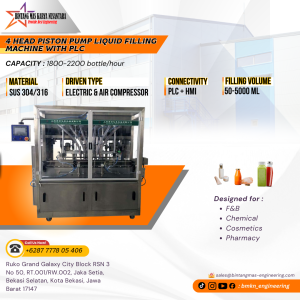 4 Head Piston Pump Liquid Filling Machine for accurate and stable liquid filling