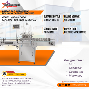 4 head automatic filling and capping machine with PLC for food and beverage production