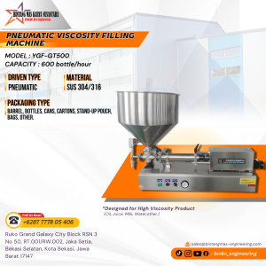 Pneumatic viscosity filling machine 600 BPH untuk pengisian cairan kental industri