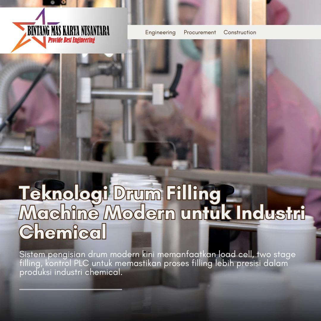 Drum filling machine industri chemical dengan sistem load cell untuk pengisian drum presisi dan stabil