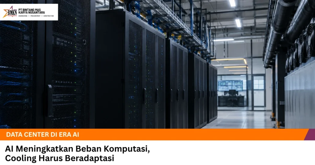Sistem cooling dan server rack pada data center untuk mendukung komputasi AI